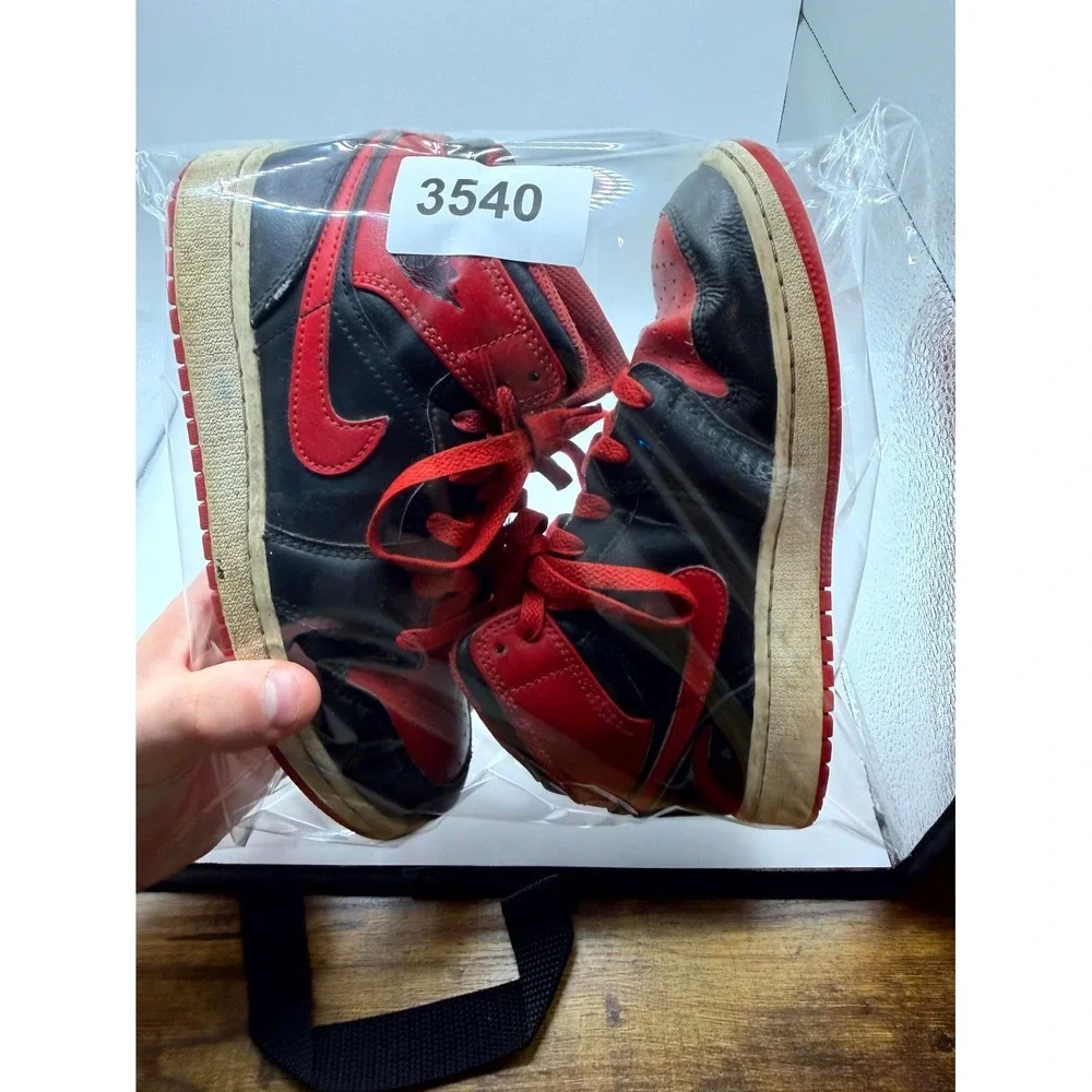 Nike Air Jordan 1 Mid GS Alternate Bred DQ8423-060 Kid 3.5 Sneaker Black Leather
